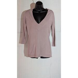 New York & Company V-Neck 3/4 Sleeve Soft Knit Top Pullover Sweater Medium